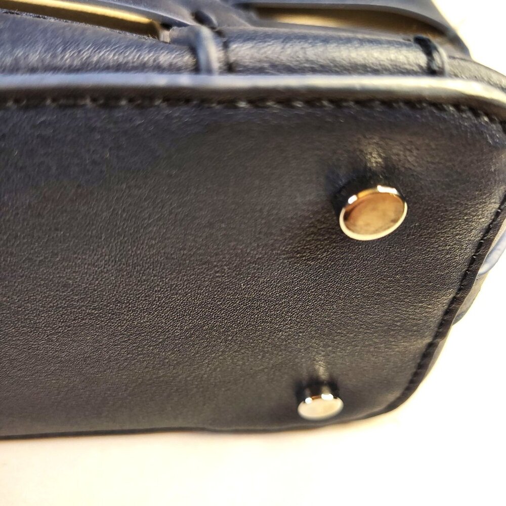 Miztique Striped Handbag Navy & Cream Dual Handles & Metal Feet NO STRAP INCLUDE - Picture 4 of 14